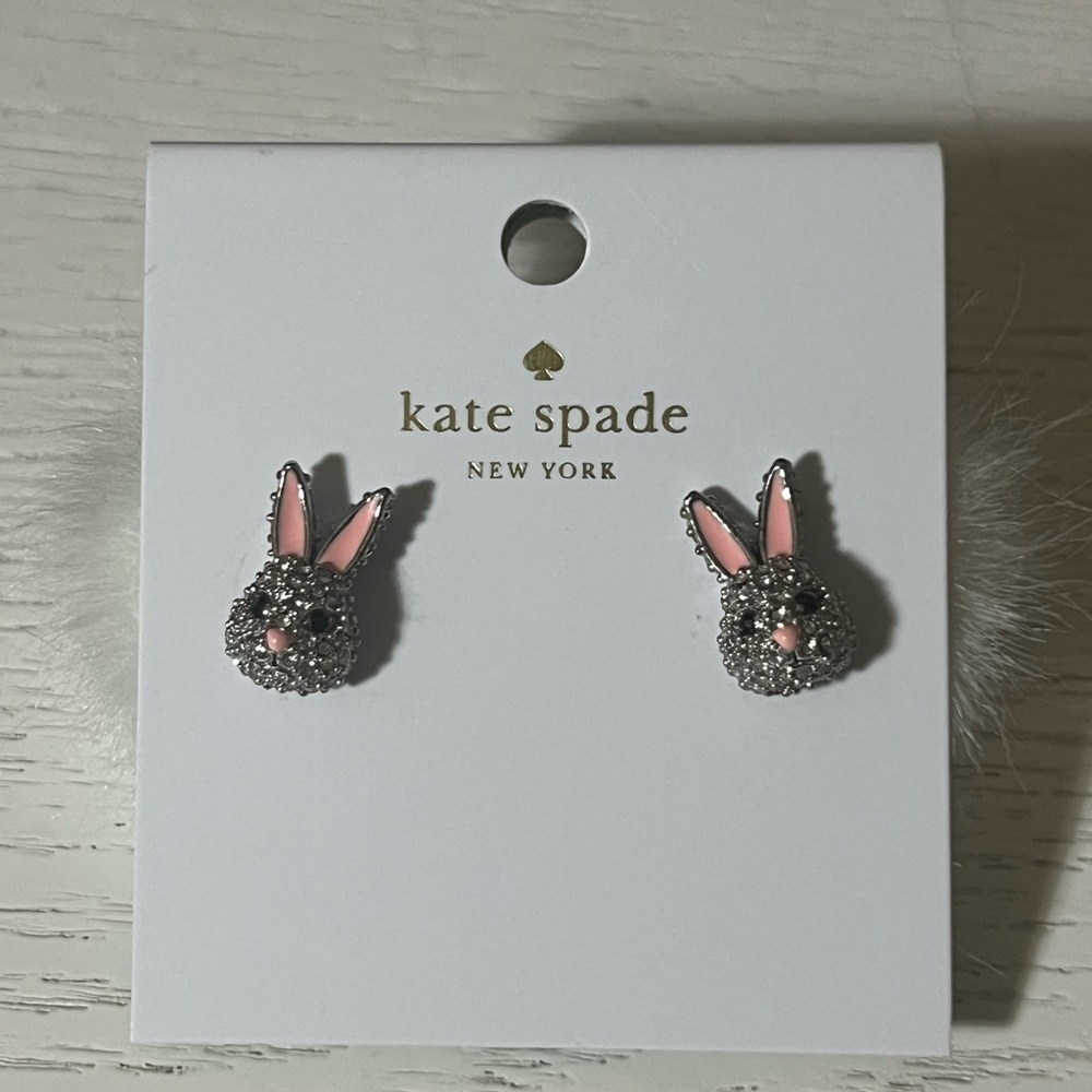 Kate Spade Pink and Silver Bunny Earrings